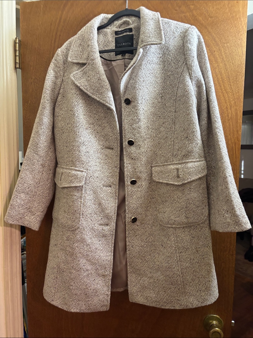 Talbots Light Gray Wool-Blend Pea Coat